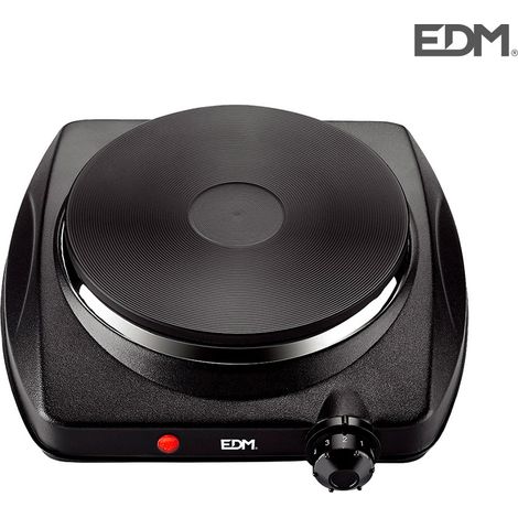 EDM – Plaque électrique compacte 1 feu 1400W – Design noir moderne – Pour petits espaces – Chauffe rapide et efficace