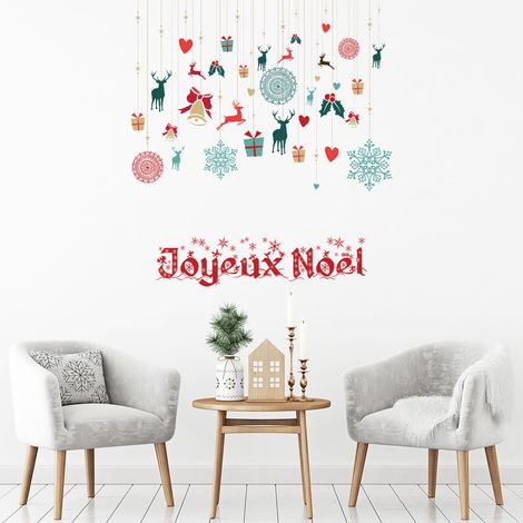 Sticker Noël décoration joyeux noël - Autocollants stickers adhésifs noël - décoration fêtes - 20x20cm (1/5)