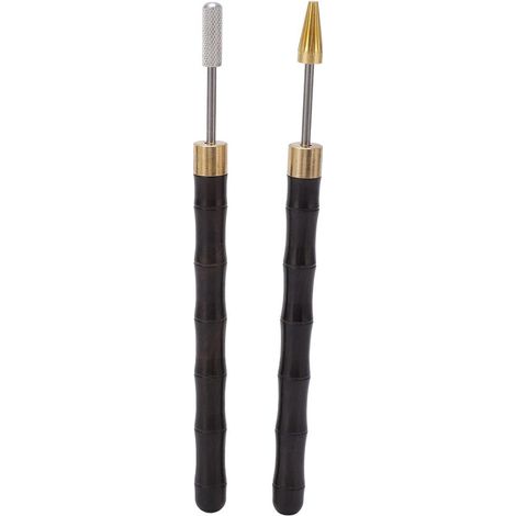 Confezione da 2 rulli per pittura con manico in legno di sandalo e bordo in pelle, strumento fai-da-te per la finitura di lavori in pelle. (1/4)