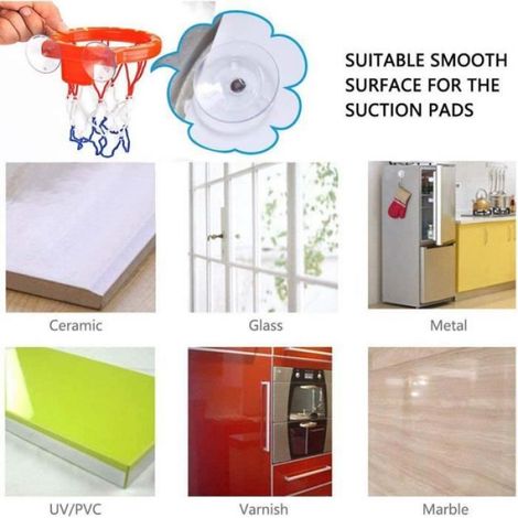 Mini Panier de Basket - - Jouet de Bain - Ventouse - 3 Balles - Plastique Non Toxique (1/4)