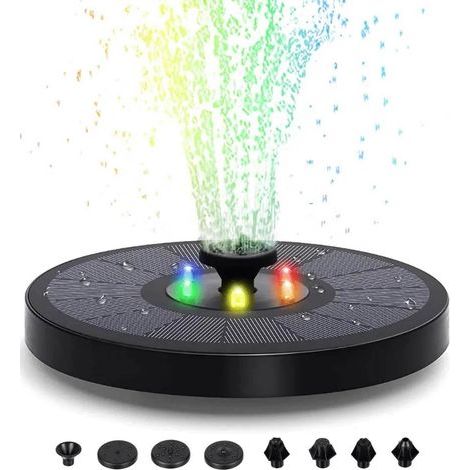 Fontaine solaire grand format Batterie et éclairage RGB 16 cm, noire (1/5)