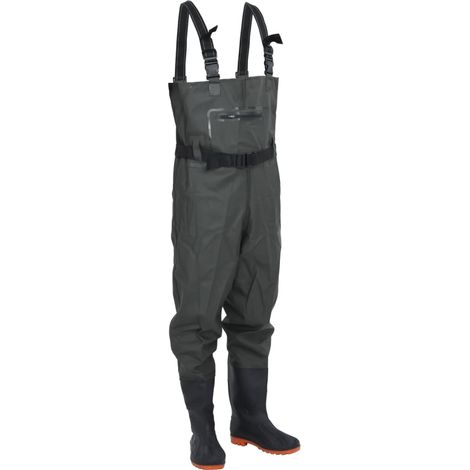 vidaXL Cuissardes avec bottes et ceinture vert foncé taille 45
