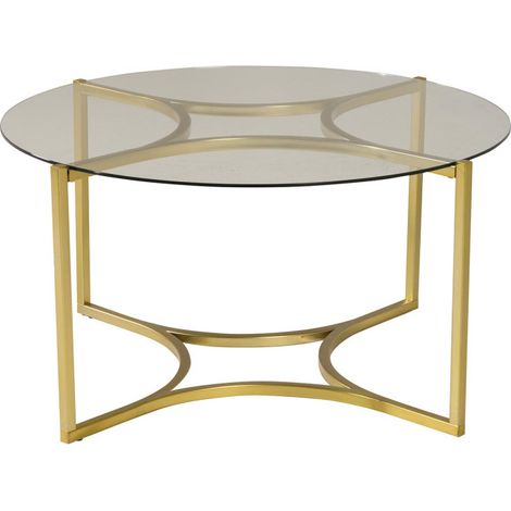 Table Basse Design en Verre "Kivik" 90cm Or (1/5)
