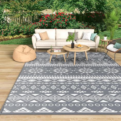 Tapis d'extérieur résistant aux intempéries, réversible 240x300 cm Natte en plastique imitation paille pour terrasse et tapis de jardin résistant aux UV pour camping-car (1/5)