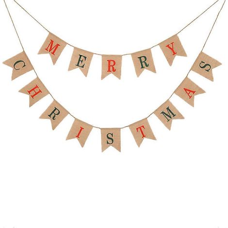 Guirlande de Noël en toile de jute, fanion suspendu en forme de queue d'hirondelle, guirlande à tirer pour fête de Noël, décoration pour banquet à la maison-M