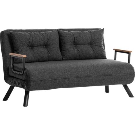 Fauteuil convertible tissu BOUKA - 1 ou 2 places 2 places-Gris anthracite-2 places (1/5)
