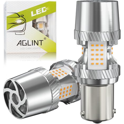 Ampoule BAU15S PY21W LED Orange Anti Erreur CANBUS Anti-Hyper Flash 7507 1156PY Voiture Avant ou Arrière LED Clignotant Feu Ambre Jaune 2 Pièces (1/5)