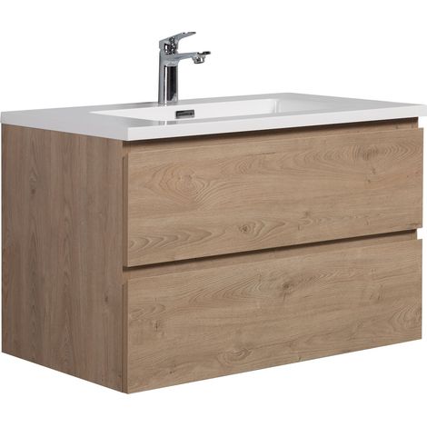 Badezimmer Badmöbel-Set Angela 80cm - Kastanien Eiche - Untersch