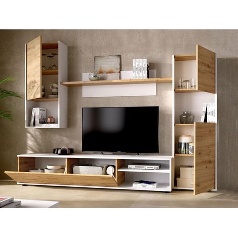 Parete Attrezzata - 9 Ripiani Modulabile, Marrone Rovere Nodi, -, 220x41x180h cm Coelurus (1/3)