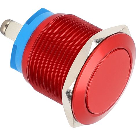 Interrupteur à bouton-poussoir métallique à tête plate, entièrement oxydé, à réarmement automatique, vis de réglage, commande au pied, 19 mm (rouge) (1/5)