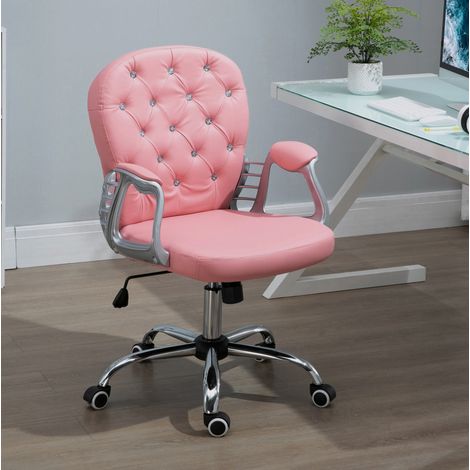 Sedia da ufficio 59.5x60.5x93-103 cm rosa in similpelle con altezza regolabile e schienale ergonomico (1/5)