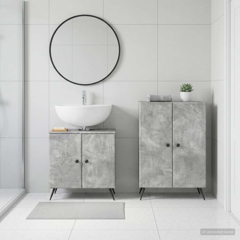 vidaXL 2 Piece Bathroom Cabinet Set BREDA Concrete Grey (1/5)