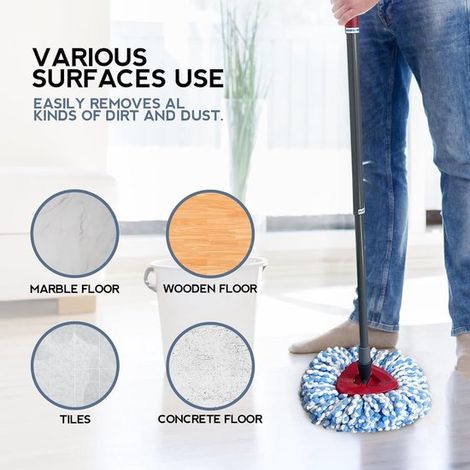 4 pièces - Têtes de balai de rechange compatibles Vileda et O-Cedar RinseClean - Microfibre lavable - Têtes pour balai rotatif - Nettoyage des sols