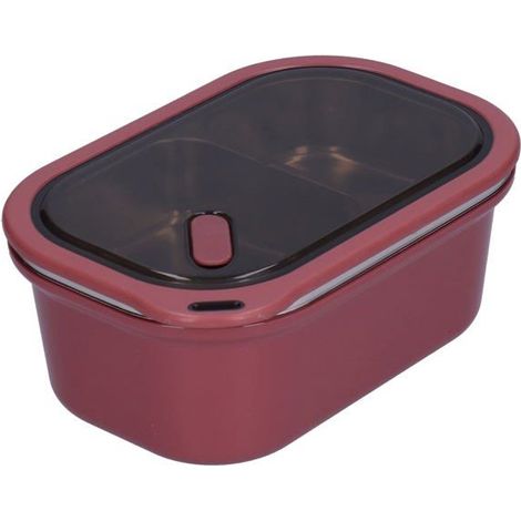 BelleRise - Lunch Box Thermique 1.2L 2 Compartiments Acier Inoxydable Hermétique Portable 2 Couches avec Couverts Adultes  20x14x8cm Rouge (1/5)