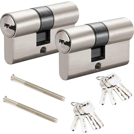 Lot de 2 cylindres de serrure 30/30 avec 5 clés, cylindre de serrure des deux côtés, pour tous les types de portes (1/5)