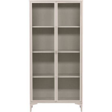 Vaisselier 2 portes en verre et métal H190cm - Beige - Piring (1/5)