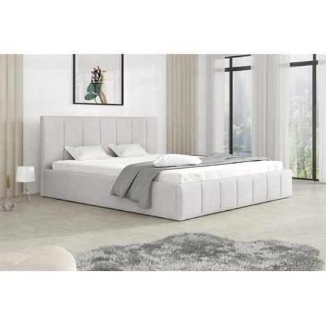 Polsterbett Doppelbett DETROIT 120x200cm Stoff Freya Hellgrau (1/2)