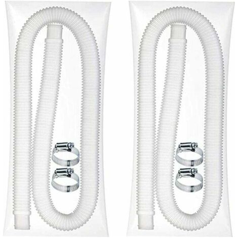 Tuyau flexible de piscine universel – Tuyau de rechange pour piscine hors sol – 2 tubes de pompe à filtre souple avec 4 pinces métalliques (diamètre : 32 mm, longueur : 1,5 m) (2 pièces) (1/4)