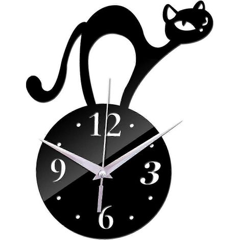 Horloge murale miroir facile à lire, forme irrégulière, idéale pour la décoration de la chambre à coucher.-Black