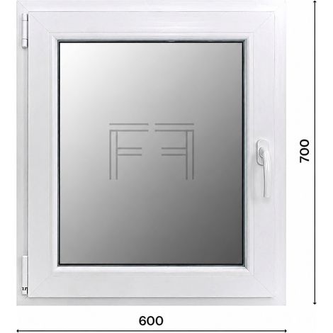 Fintex-finestra in PVC bianco singola anta 600x700 apertura a sinistra, doppio vetro, PROFILO A L (1/3)