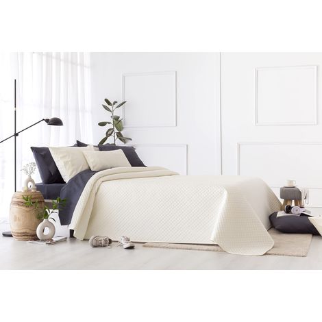 Todocama Copriletto trapuntato sottile con motivo piqué, per primavera, estate, autunno e inverno, 100% microfibra extra morbido, Copriletto multiuso, Letto 140/150/160 - 250x260cm, Beige
