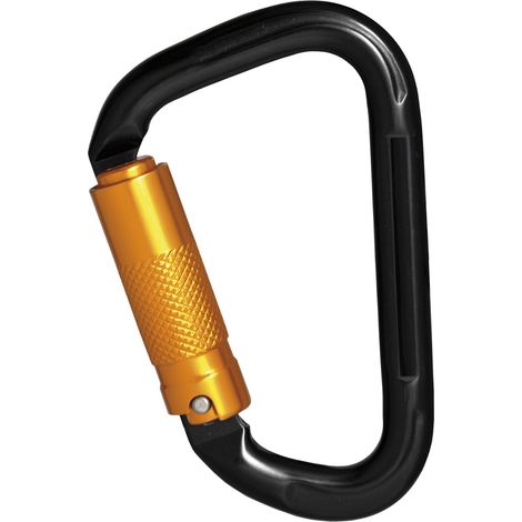 Kratos Karabinerhaken - Absturzsicherung Kletter Karabiner mit dreifach wirkendem Automatikverschluss keylock 19,5mm, EN362, Alu schwarz (1/2)