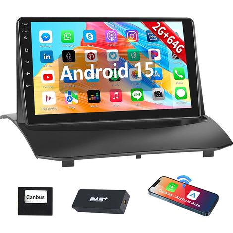 Autoradio 9 pouces Android 15 pour Ford Fiesta 2009-2017, Apple Carplay, WIFI, BT, GPS - 2+64G DAB+