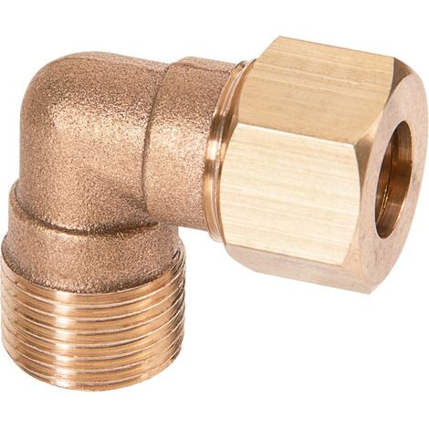 Raccord bicône coudé laiton - M 3/8' - diamètre 10 mm