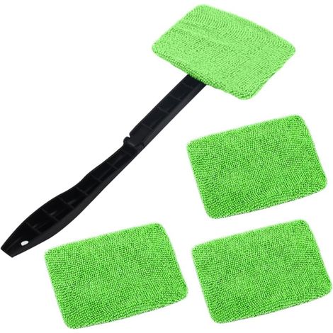 Scheibenreiniger, Auto-Reinigungsbürsten-Set, 4 Mikrofaser-Pads, Scheibenreinigung mit Teleskopgriff, Auto-Innenwischer-Set, Grün