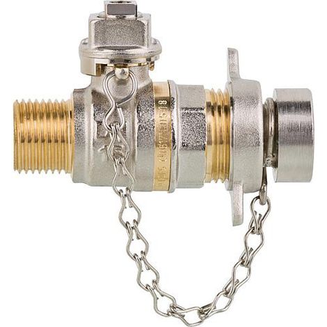 Robinet spherique fermeture avec bouchon 4 pans 1/2", sans levier PN40, DN15 1/2" male