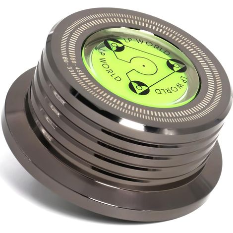 Stabilisateur de Poids pour Tourne-Disque avec Niveau à Bulle pour Lecteur Vinyle LP (Noir chromé) (1/5)