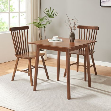 Tavolo da Pranzo Klijori Tavolo da Cucina in Legno di Hevea 75x75 cm Effetto Noce [en.casa]