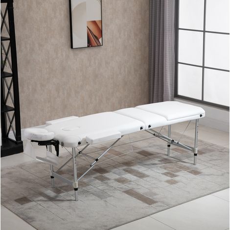 Höhenverstellbare klappbare Massageliege, 215 x 60 x 61-84 cm, weiß, OKMYHOME (1/5)