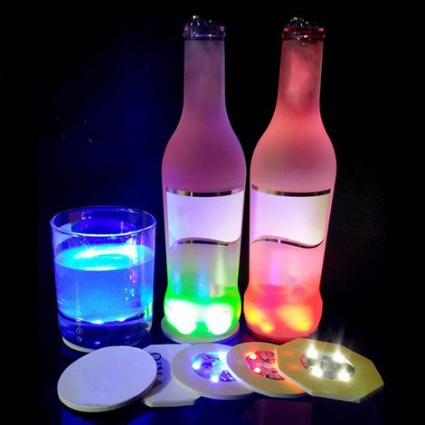 Lot de 12 autocollants LED lumineux pour tasses, colorés, décoratifs et légers, pour bar. (1/5)