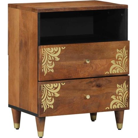 Nachttisch Honigbraun 50 x 33 x 62 cm Massivholz Mango
