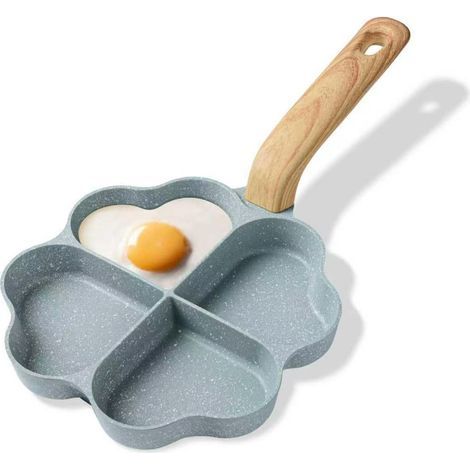 Poêle À Omelette - 4 Emplacements - Revêtement Granit Antiadhésif - Compatible Gaz Et Induction - Sans PFOA Ni PFOS - Forme Cœur Vert (1/5)