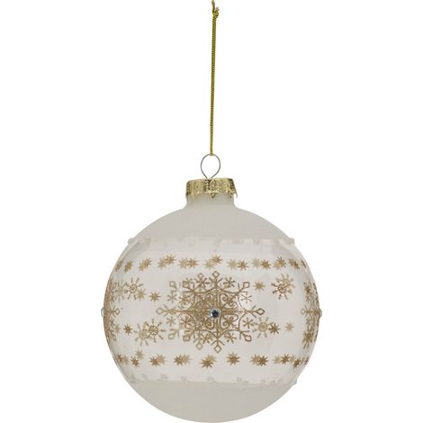 Déco Sapin Boule de Noël en Verre D 10 cm Transparent Flocon Doré pailleté - Feeric Christmas (1/2)