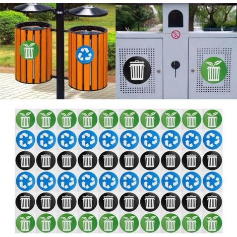 Atyhao Autocollant des ordures 60pcs/set Autocollants de Poubelle Sticker de Recyclage Identification Circulaire de Collecte des (1/4)