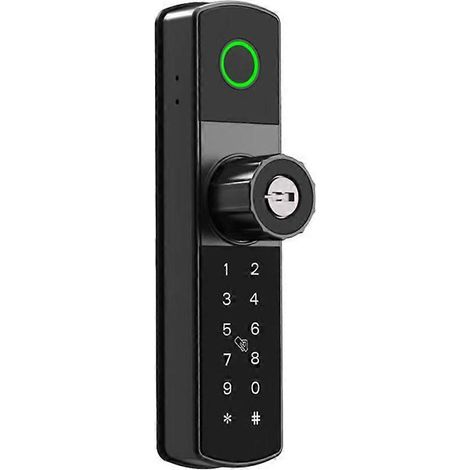 Serrure de porte intelligente, reconnaissance d'empreintes digitales/mot de passe/clé/NFC, étanche, sans perçage, adaptée aux portes de type KFC. (1/5)