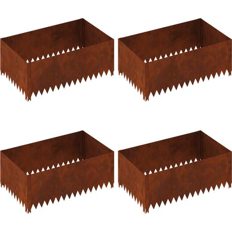 vidaXL Lawn Edging 4 pcs 100 x 60 x 35 cm Steel Rusty