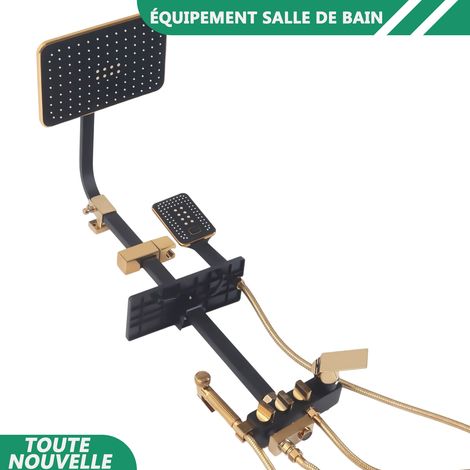 WAOBDLA salle de bain Ensemble de douche murale inoxydable Hauteur réglable avec pulvérisation à main (1/5)