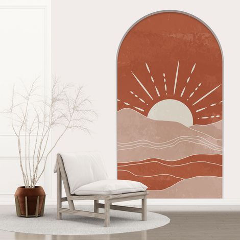 Stickers Trompe l'oeil Arche - Voute - Paysage Boho - 60 x 105 cm (1/5)
