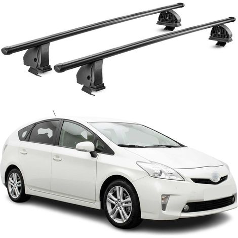 OMAC Stahl Dachträger Querträger Toyota Prius+ XV40 2012-2019 – TÜV / DIN 75302:2019 – Abschließbar – Max. 75 kg – 2 Stangen – Schwarz (1/5)