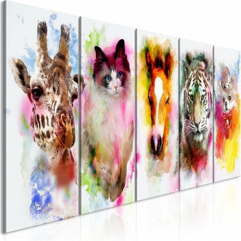 Tableau animaux aquarelles étroits - 225 x 90 cm (1/4)