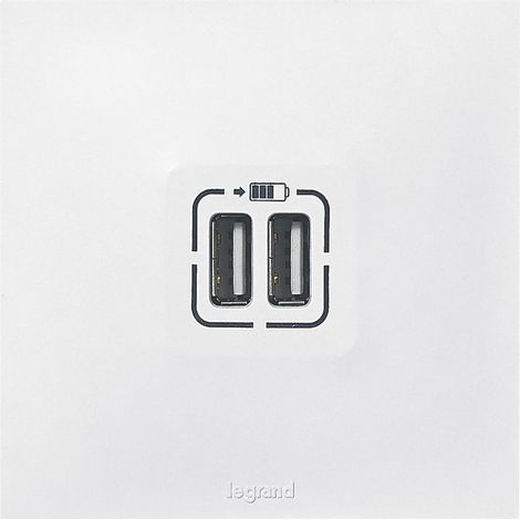 [JAMAIS UTILISÉ] Double chargeur USB Type A 2,4A 12W - Neptune - Blanc - Legrand