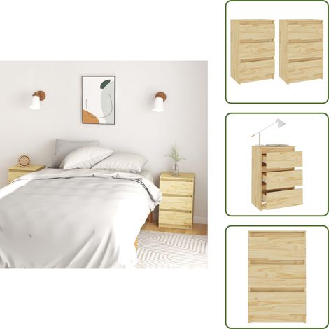 Tables de chevet 2 pcs 40x29,5x64 cm bois de pin solide - Table De Chevet - Meuble De Chambre - Table Nuit - Bois De Pin - Design Rustique (1/5)