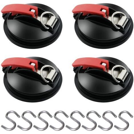 4 Pieces Suction Cup Anchor with Tie Down Hook Attachment, 8 S Hooks, Awning Suction Cup Attachment Hook for Car Side Tents Camping Tarp Accessory (1/5)