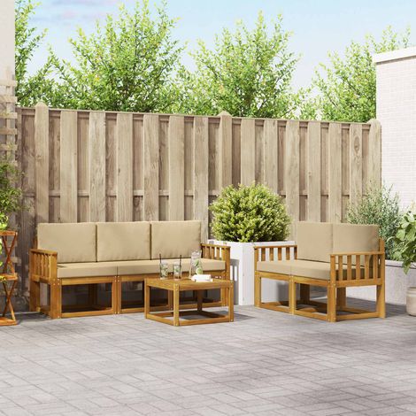 vidaXL Outdoor-Sofagarnitur mit Kissen 6 pcs Natur und Beige (1/5)