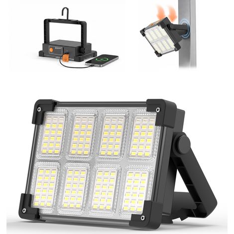 Projecteur LED Rechargeable, Lampe de Chantier Portable, Baladeuse Solaire (1/5)