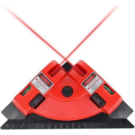 Niveau laser carré à projection horizontale et verticale à angle droit - 90 degrés avec deux ventouses，rouge (piles non incluses) (1/5)